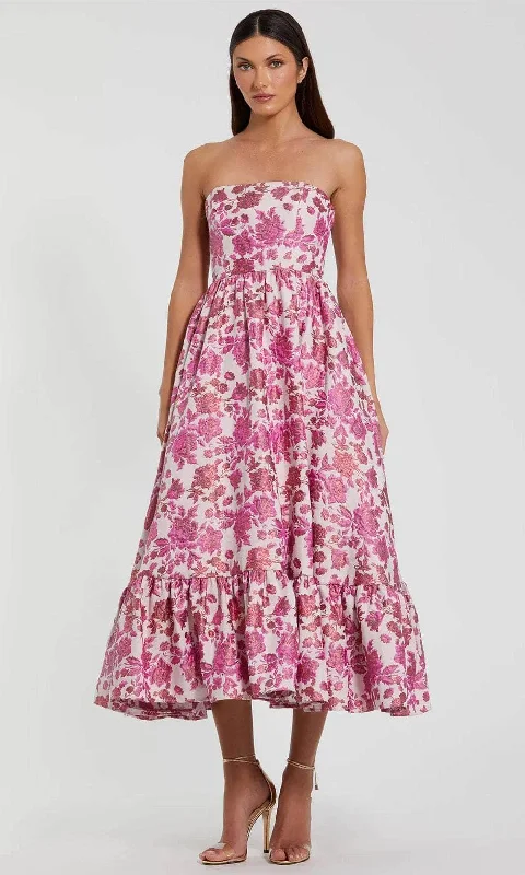 Fashion Forward Mac Duggal 56092 - Floral Straight-Across Neck Cocktail Dress