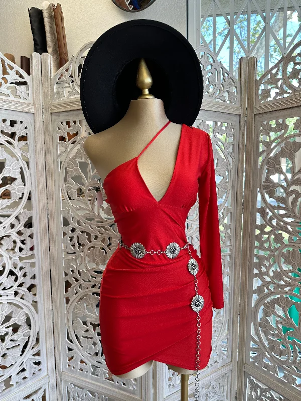 Clearance Sale, All Cheap Red Cutout Mini Dress