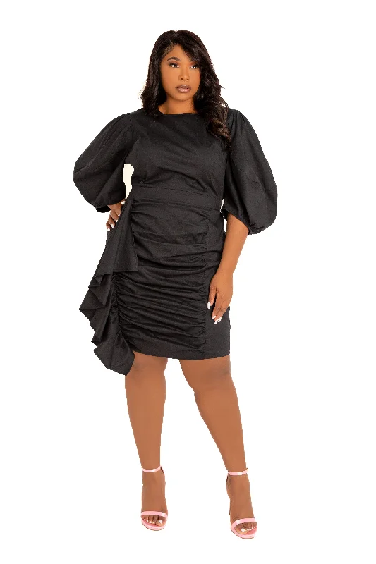 Limited Stock, Big Discounts Puff Sleeve Asymmetric Ruffle Mini Dress