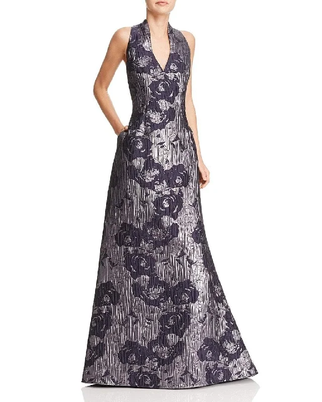 Final Sale Aidan Mattox - MD1E200784 Sleeveless Metallic Floral Print Gown