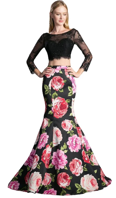 Inspired By You, Designed For You Cinderella Divine - Two Piece Lace Floral Mermaid Evening Dress