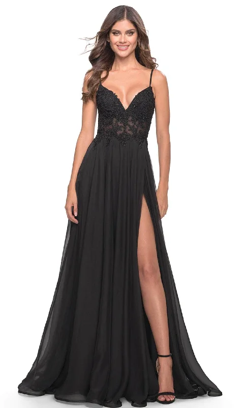 Trendy Looks On Sale La Femme 30639 - Floral Lace V-Neck Evening Gown