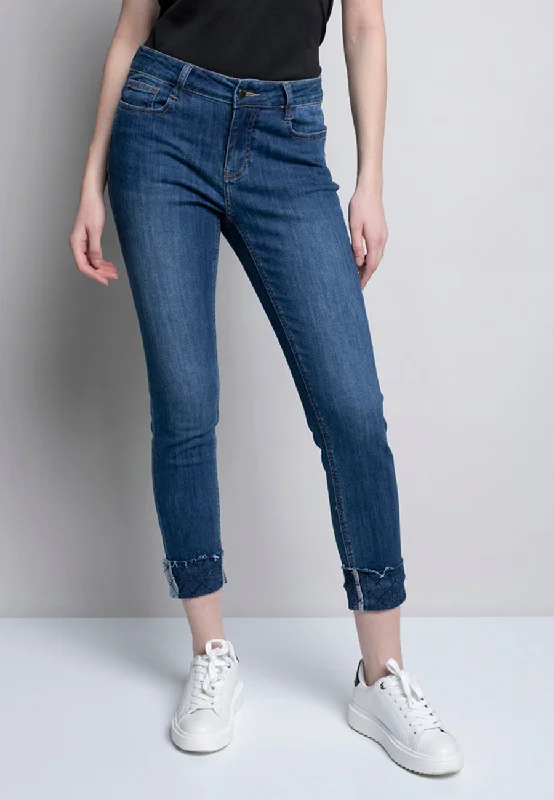 Fashionable Comfort Promotions Embellished Cuff Ankle Length Jeans