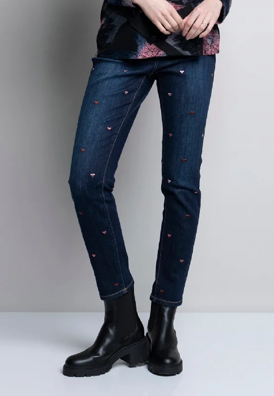 Polished Style Deals Heart-Embellished Full-Length Jeans