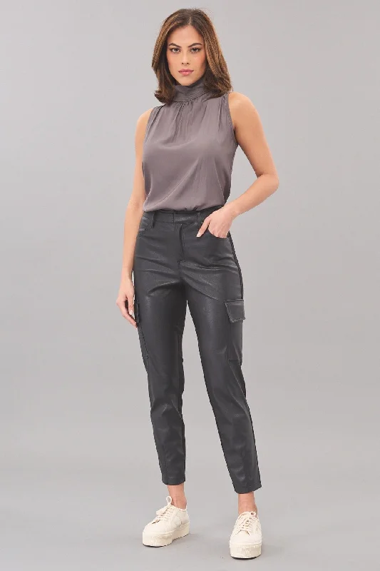 Mega Sales Vegan Leather / Ponte Cargo Pant