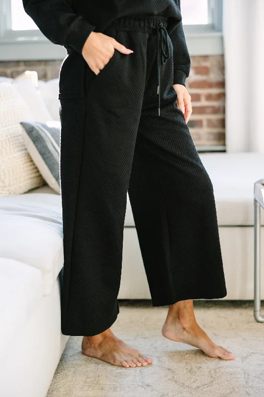 You'Ll Love Us Because Make Your Day Black Textured Pants