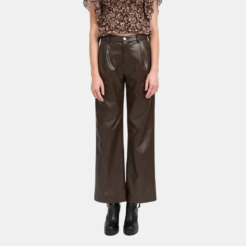 Special Offer Wide Leg Leather Pants (Chocolate)