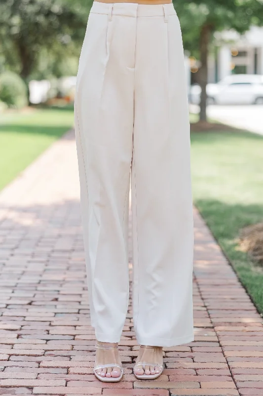 The Latest Trends Take A Walk Oatmeal Wide Leg Trousers