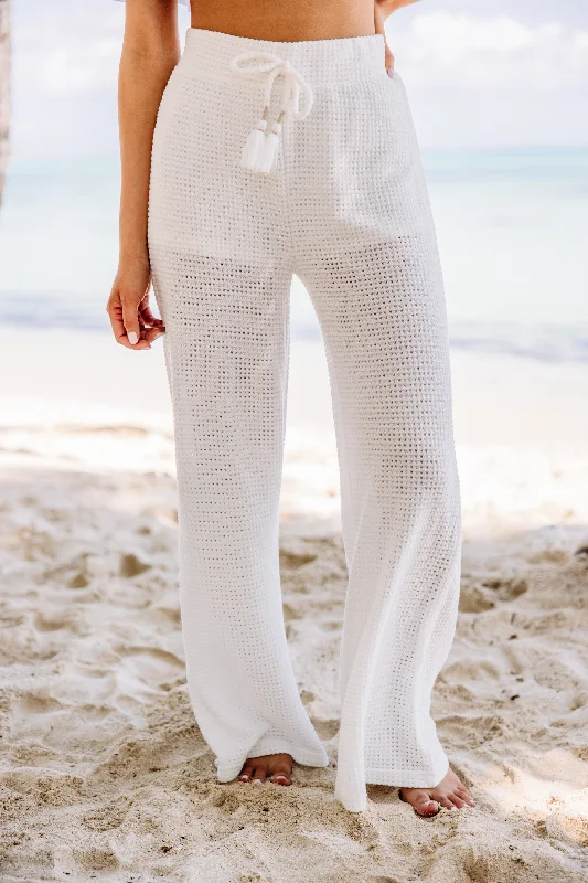 Discover Promotions Surf Gypsy: Sunny Days Ahead White Knit Wide Pants