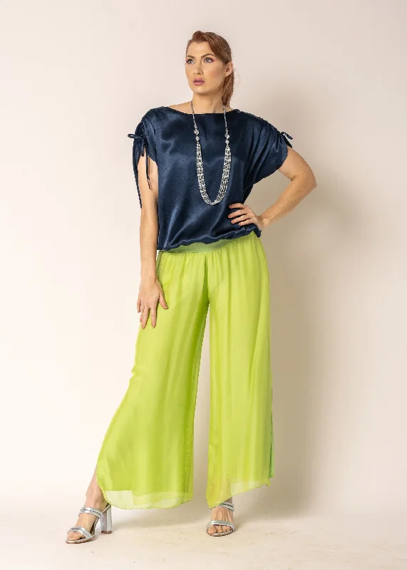 Winter Warehouse Sale Gia Silk Pants in Lime Splice