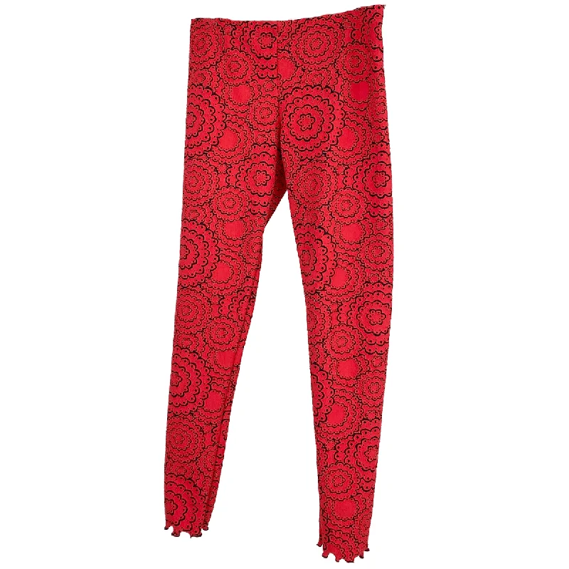 Holiday Attire Sale Rococco Red Doily Jacquard Knit Textured Legging