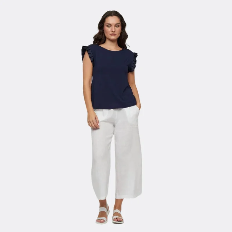 Chic Trends Unveiled Cropped Linen Pants (White)