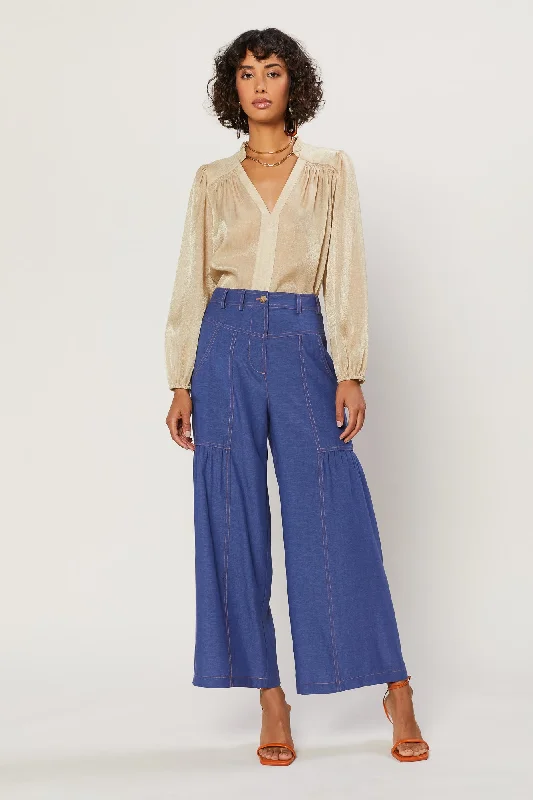 Street Chic Discounts Shirred Wide Leg Pants