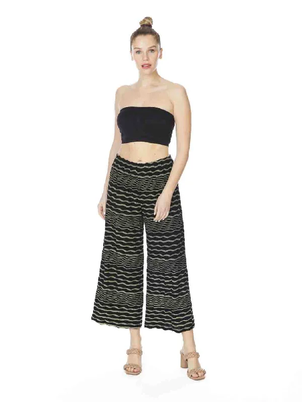 High-End Style Discounts Tianello Taupe Stripe Knit "Flood" Pant-Black