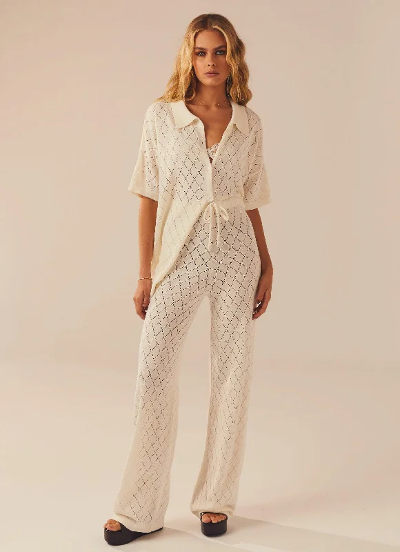 Latest Fashion Jaded Knit Pants - White Sand