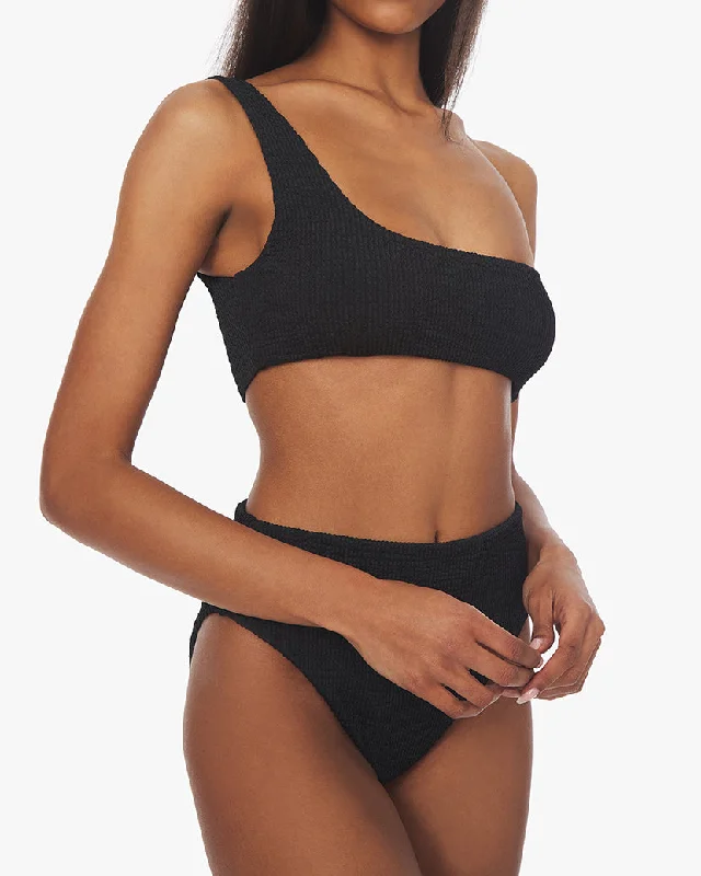 Style Revolution One Shoulder Spongie Seersucker Bikini Top