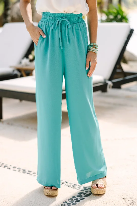 Stylish Looks On My Heart Teal Wide Leg Pants