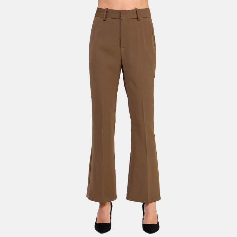 Limited Time Deal High-Waisted Flared Trousers (Mocha)