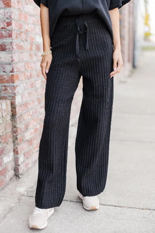 Classic Chic Deals See It Through Black Ribbed Pants