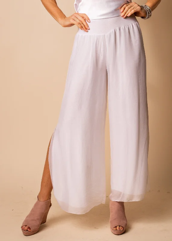 Hot Trends Gia Silk Pants in White