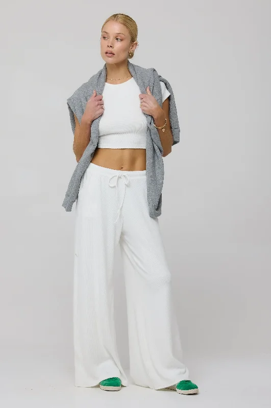 Fashion Deal Chase Rib Pant in White