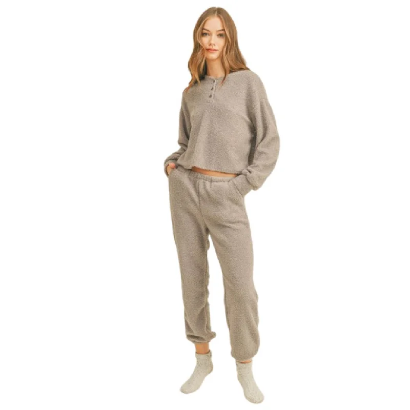 Unleash Your Style Fuzzy Knit Bottoms (Grey)