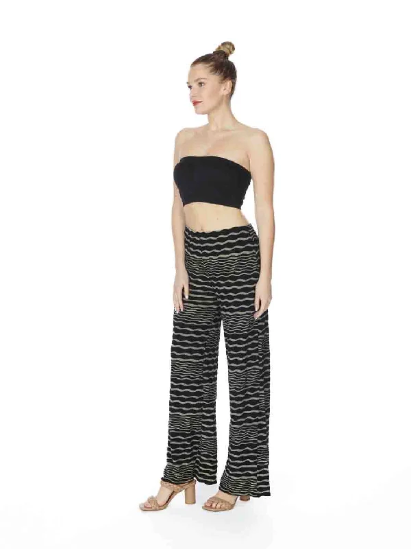 Modish Fashion Discounts Tianello Taupe Stripe Knit Flood Pant-Black