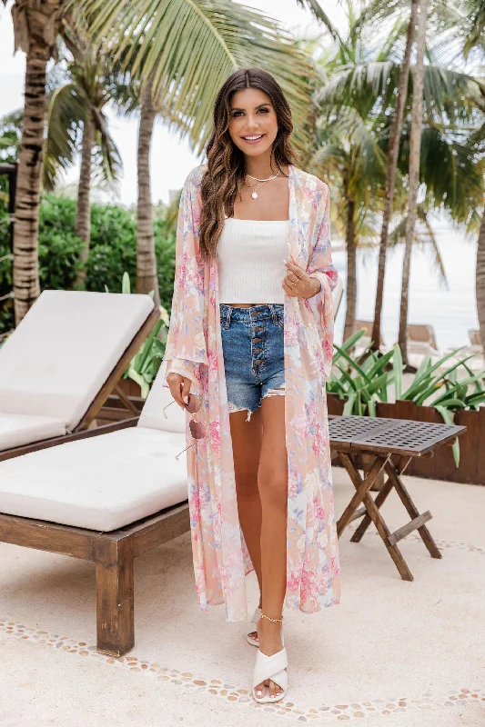 Timeless Elegance Redefined Truth About You Coral Floral Duster Kimono FINAL SALE