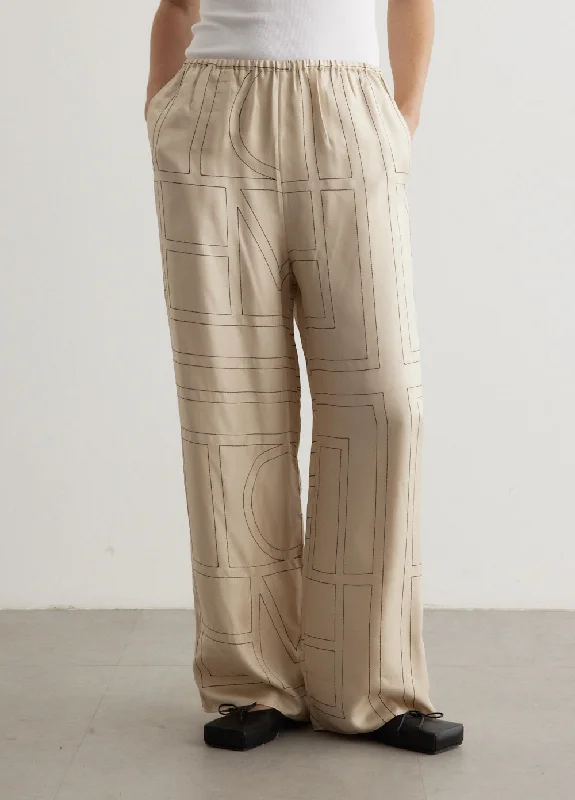 Feminine Luxe Style Sale Monogram Silk Pyjama Bottoms