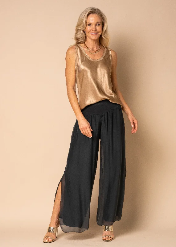 Chic Style Discounts Gia Silk Pants in Granite