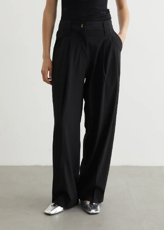 Romantic Chic Deals Drapey Melange Mid Waist Pleat Pants