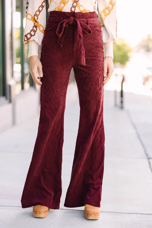 Top Brand Discounts You've Got It Burgundy Red Corduroy Flare Pants