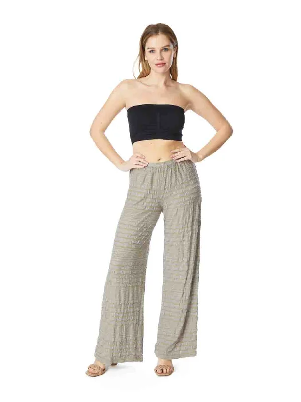 Fashion Essentials Tianello Taupe Stripe Knit Flood Pant-SLATE