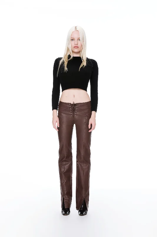 Big Savings ELEMENT LACE UP PANT - BROWN VEGAN LEATHER