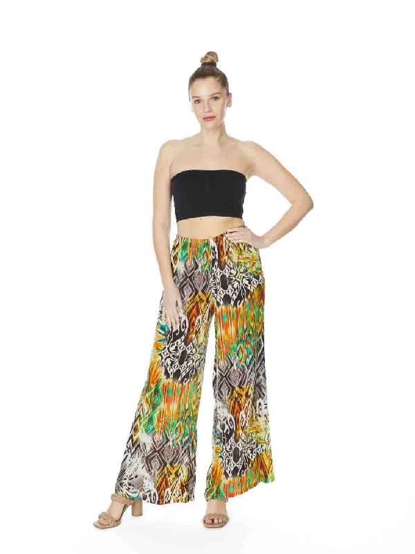 Fashionista Sale Tianello "Machu Picchu" Print Washable Silk "Palazzo" Pant