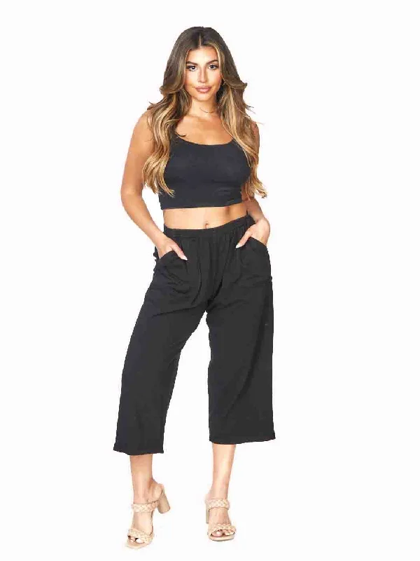 Romantic Fashion Discounts Tianello TENCEL™  "French Terry"  Knit Flood Pant