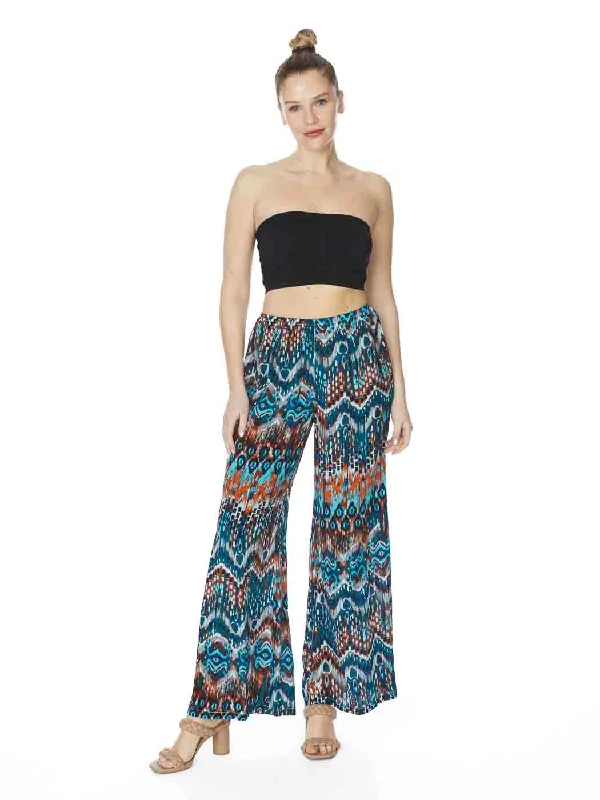 Relaxed Style Tianello "QUITO" Print Washable Silk "Palazzo" Pant