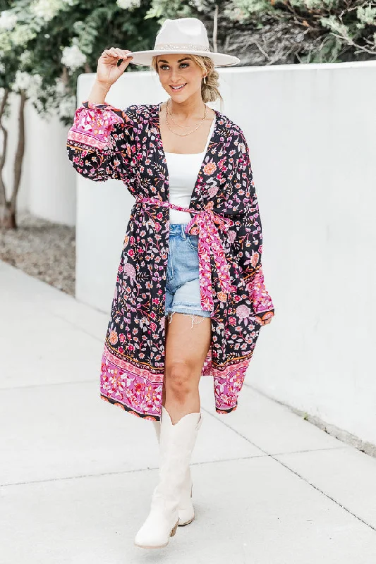 Clearance Event You Amaze Me Black Floral Kimono FINAL SALE