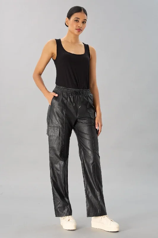 Discount Extravaganza Vegan Leather Cargo Pant